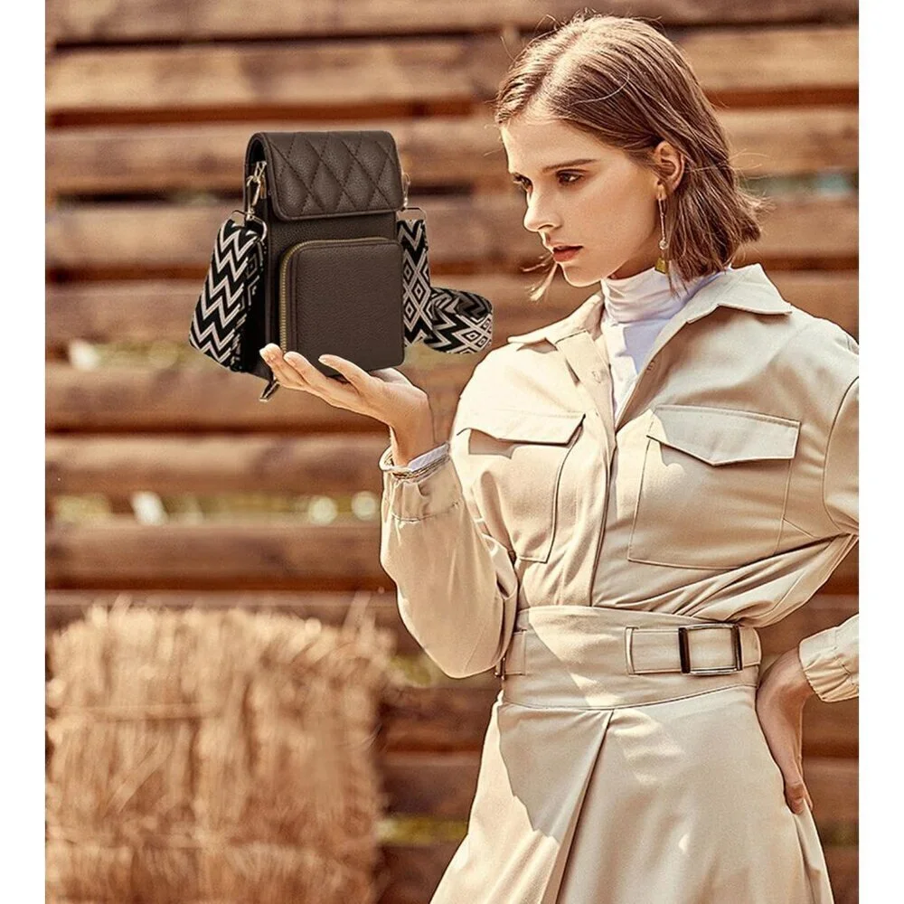 Small Leather Crossbody Bag Women PU Compact Shoulder Purse with Card Slots